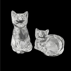BRAND NEW GORHAM CRYSTAL GLASS CATS SALT & PEPPER SHAKERS SET GERMANY w/ LABELS